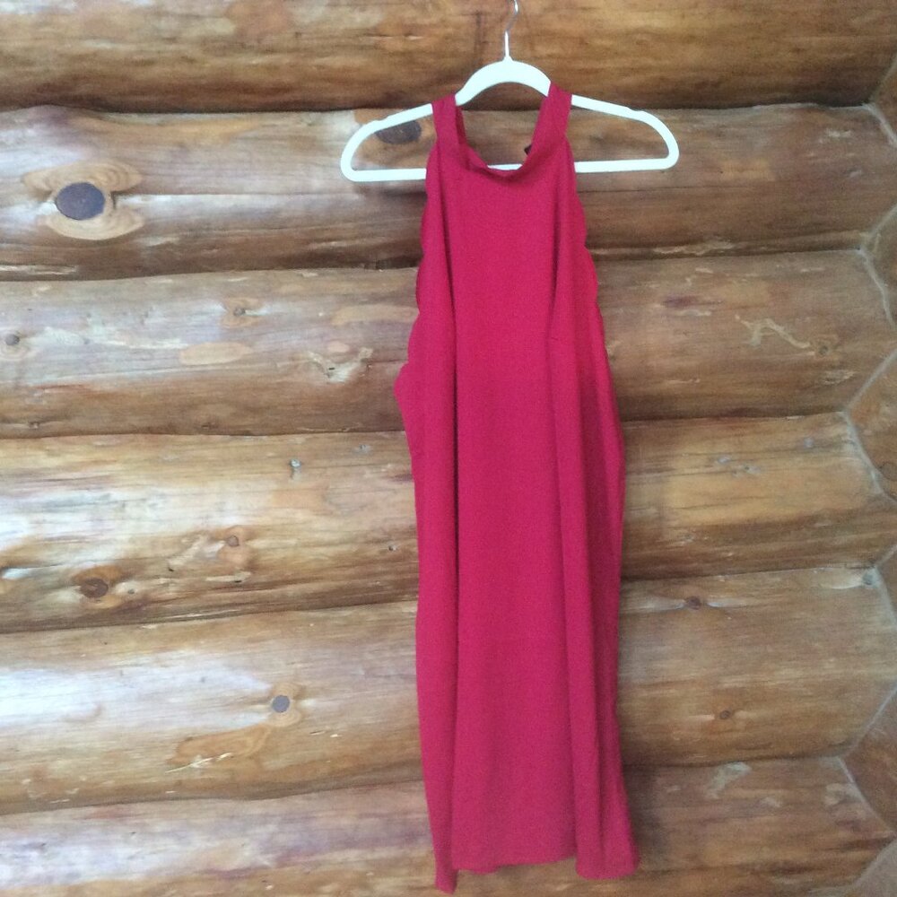 SHEIN Curve Frenchy Red NWT Scallop Trim Halter Dress Size 4XL